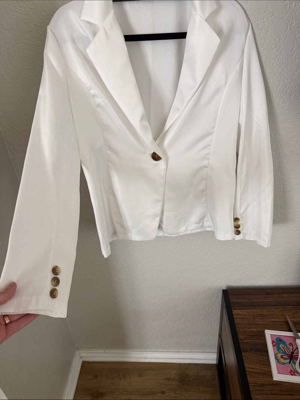 SHEIN White Single-Button Women's Blazer - Picture 3 of 5